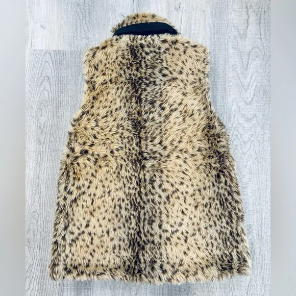 Zara Girls Leopard Print Faux Fur Zip Outerwear Vest Size L - Picture 7 of 7